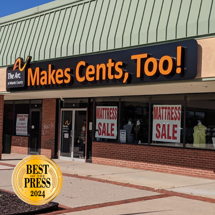 This is a photo of the Egg Harbor Township location of The Arc Makes Cents, Too Thrift Shop located in the English Creek Shopping Center next to Ollie's.